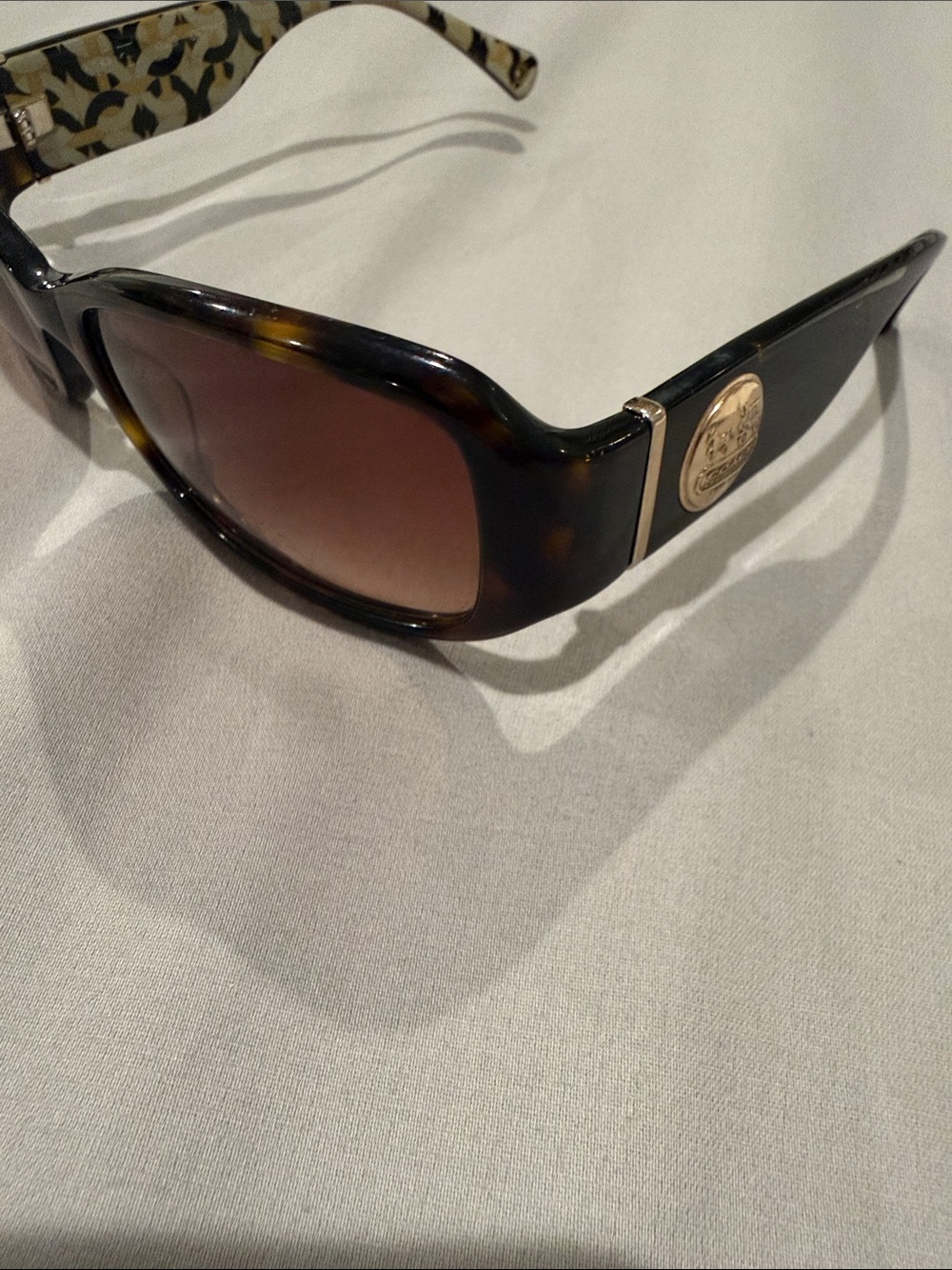 Coach Sunglasses with Brown Lenses and Gold Medallion - Picture 2 of 8